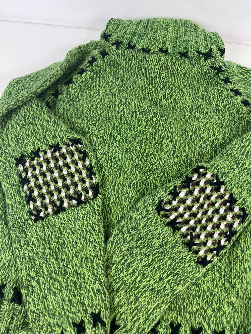 Timberlea Equestrian Horse Sweater Green Ramie/Cotton Qtr Zip Sz S - Picture 6 of 9
